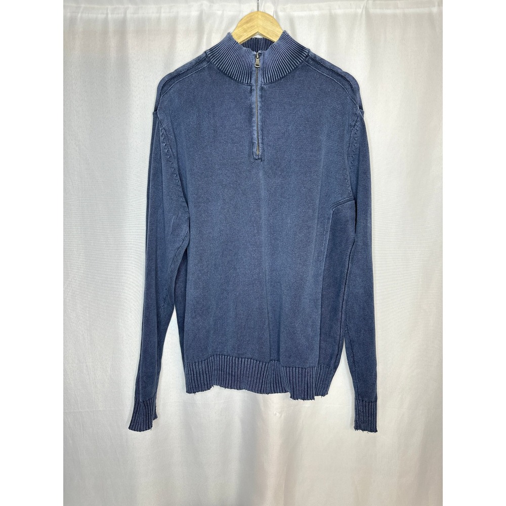 BKE Distressed 1/4 Zip Sweater LARGE Streetwear Grunge Western Athletic Fit